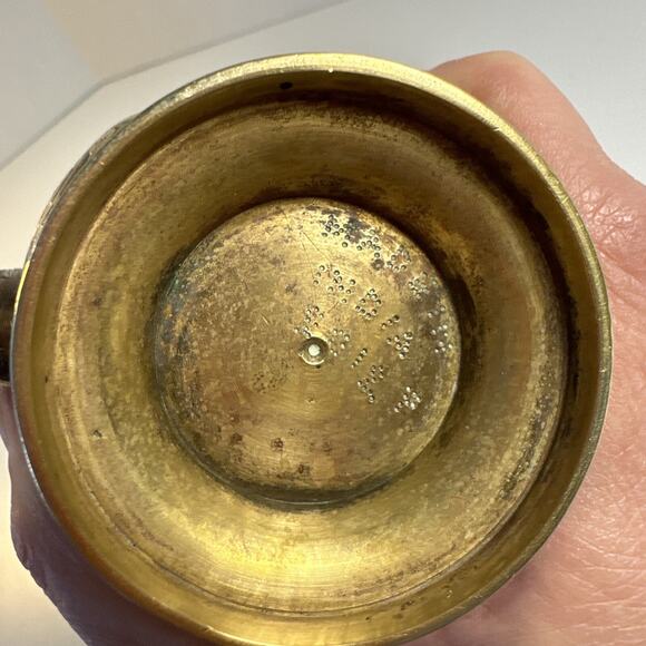 Solid Brass " Tea Pot " from India with Hinged top 8 1/2 inches tall very ornate - Picture 6 of 9